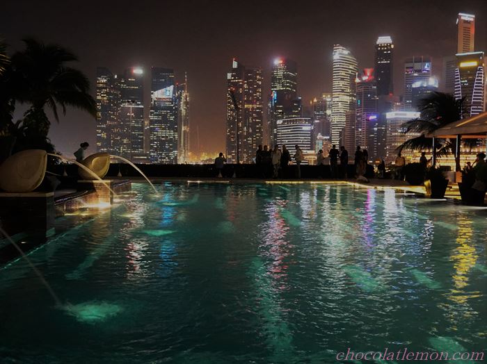 昼夜問わず美しいマンダリンオリエンタル シンガポールのプール 宿泊者は是非行こう ときめきライツを探して